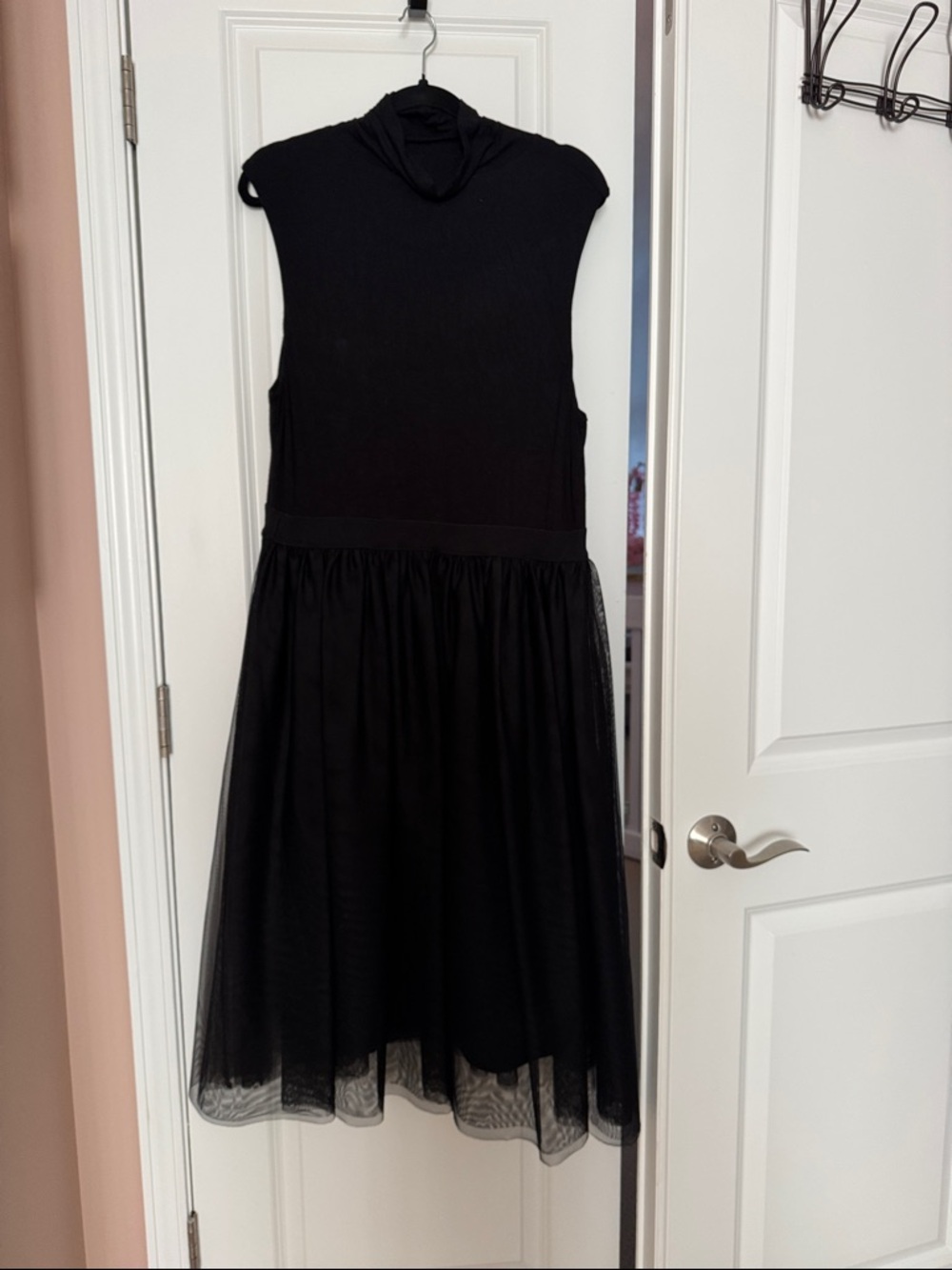 New York & Company Black Sleeveless Turtleneck Midi Dress